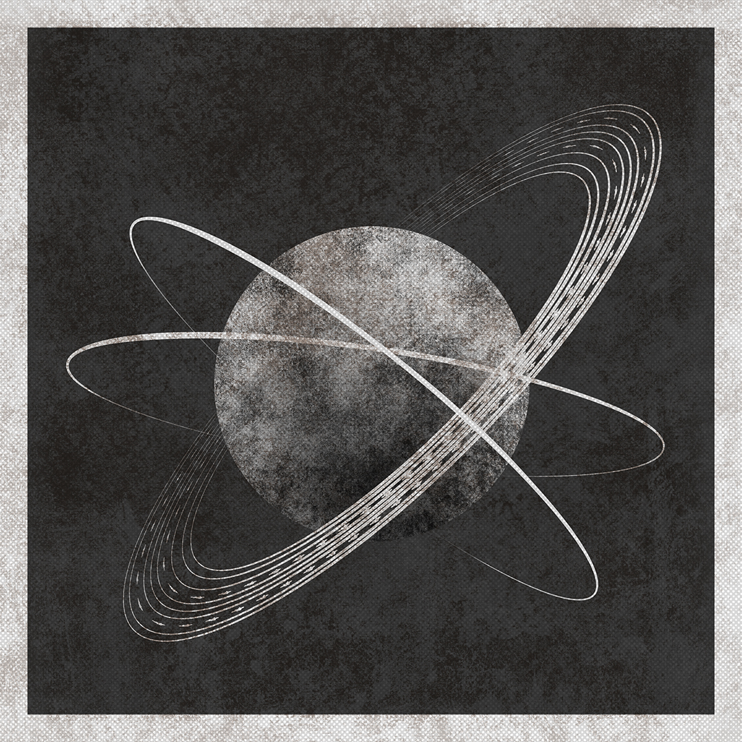 Grunge-textured vectors that  look reminiscent of planets with rings around it